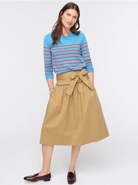 J. Crew Tan Tie-Waist Midi Skirt